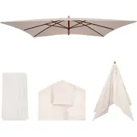 Mendler Ersatz-Bezug für Holz-Sonnenschirm Lissabon 2x3m, Sonnenschirmbezug Gartenschirmbezug creme