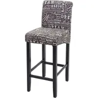 Mendler Barhocker HWC-C33, Barstuhl Tresenhocker, Holz MVG- Schriftzug, grau, dunkle Beine, Stoff/Textil
