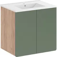 Vicco Waschbeckenunterschrank Izan Goldkraft Eiche/Grün 2-teilig, Model 54559