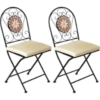 Mojawo 2er Mosaik Klappstuhl Bistrostuhl Balkonstuhl Gartenstuhl Stern Design