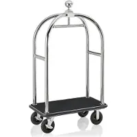 WAS Germany Gepäckwagen Edelstahl, schwarzer Teppich, Garderobenstange, silber, 113 x 62 x 191 cm