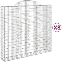 vidaXL Gabionen mit Hochbogen 8 Stk. 200x50x180/200cm Verzinktes Eisen