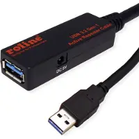 Roline USB 3.2 Gen 1 Aktives Repeater Kabel, schwarz, 10 m