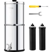 Vevor Schwerkraft Wasserfiltersystem Edelstahl Arbeitsplattensystem 7 L + 8,5 L Wasserfiltrationssystem, reduziert Blei und bis zu 99 % Chlor