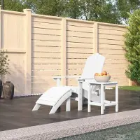 vidaXL "2026 Promotion" Adirondack-Gartenstuhl mit Hocker & Tisch HDPE Weiß - Gartenstühle CC4427