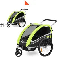 Samax 360° drehbarer Fahrradanhänger 2in1 Jogger - in Grün - Black Edition