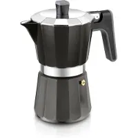 Big Buy Cooking A170487, Mokka-Kanne, 0,829 l, Schwarz, Silber, Aluminium, 12 Tassen, Bakelit