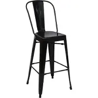 Mendler Barhocker MCW-A73, Barstuhl Tresenhocker mit Lehne, Metall Industriedesign schwarz