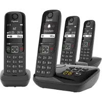 Gigaset AS690A Quattro, Analoges/DECT-Telefon, Kabelloses Mobilteil, 100 Eintragungen, Schwarz