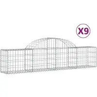 vidaXL Gabionen mit Hochbogen 9 Stk. 200x30x40/60 cm Verzinktes Eisen