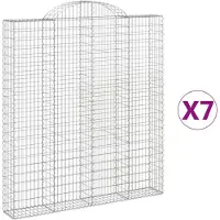 vidaXL Gabionen mit Hochbogen 7 Stk. 200x30x220/240cm Verzinktes Eisen