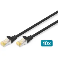 Digitus CAT 6A S/FTP Patchkabel, 10 Stück, 0,25 m, Cat6a, S/FTP (S-STP), RJ-45, RJ-45, Schwarz
