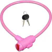Relaxdays Fahrradschloss Kinder, 2 Schlüssel, 70 cm lang, Kinderschloss für Fahrrad & Roller, Kinderfahrradschloss, pink