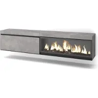 Skraut Home TV-Schrank, Lowboard, 208x35x45cm, Für TV-Geräte bis zu 80", Elektrokamin XXL, Hängend, Zementgrau