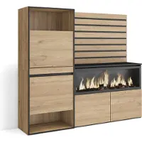 Skraut Home Sideboard, Kommode, 167x35x145 cm, Für Schlafzimmer, Zimmer, Elektrokamin XXL, Schuhschrank, Eichefarbe