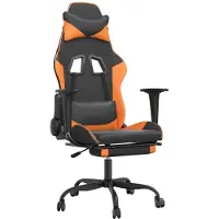 Syfax Gaming-Stuhl mit Fußstütze Schwarz und Orange Kunstleder