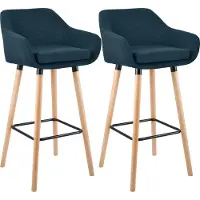 CLP 2er Set Barhocker Grant Stoffbezug Gestell aus Buchenholz bis 150 kg blau