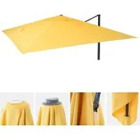 Mendler Ersatz-Bezug für Luxus-Ampelschirm MCW-A96, Sonnenschirmbezug Ersatzbezug, 3x4m (Ø5m) Polyester gelb