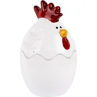 Clayre & Eef Glastopf Huhn Ø 6x9 cm Weiß Glas