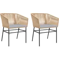 vidaXL Gartenstühle 2 Stk. mit Kissen Braun Poly Rattan