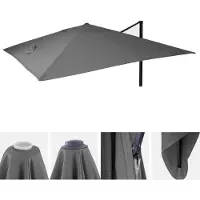 Mendler Ersatz-Bezug für Luxus-Ampelschirm HWC-A96, Sonnenschirmbezug Ersatzbezug, 3x3m (Ø4,24m) Polyester anthrazit