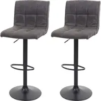 Mendler 2er-Set Barhocker HWC-B13, Barstuhl Tresenhocker, WildKunstleder MVG- vintage dunkelgrau