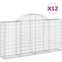 vidaXL Gabionen mit Hochbogen 12Stk. 200x30x100/120cm Verzinktes Eisen