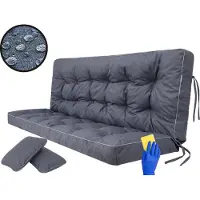 Sellbee Bankauflage für Schaukelkissen, Polsterauflage für Gartenbank & Hollywoodschaukel,Sitzkissen & Rückenkissen, gesteppt, inkl. 2 Seitenkissen, 120 cm - marineblau