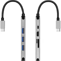 Swissten 8-in-1 USB-C Hub, Adapter mit 3x 3.0 USB / USB-C Anschluss, - Grau