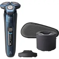 Philips SHAVER Series 7000 S7786/55 Elektrischer Nass- und Trockenrasierer, Rotationstrasierer, Schwarz, Blau, SteelPrecision blades, Edelstahl, Tasten, LED