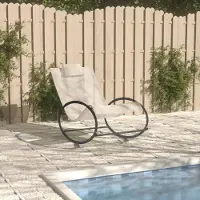 vidaXL Sonnenliege, Gartenliege, Wellnessliege, mit Kissen, Stahl und Textilene Creme - Liegestuhl CC9618