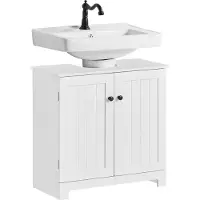 SoBuy BZR18-II-W Badezimmerschrank Waschbeckenunterschrank Waschtisch Unterschrank Badschrank Badmöbel weiß BHT ca: 60x60x30cm