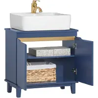 SoBuy BZR113-B Waschbeckenunterschrank Badschrank Badezimmerschrank Waschtisch Unterschrank Badmöbel Blau