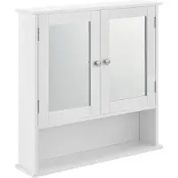 En.casa Badezimmerschrank Weiß - 58 x 56 x 13cm - Badschrank Schrank mit Spiegel
