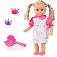 Bayer Design 93335BL Interaktive Puppe mit Haaren, lacht, Küsschengeräusch, weicher Körper, Haarzubehör, 33 cm