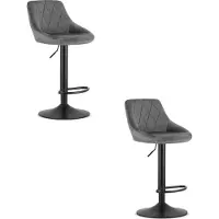 Leobert Valora KAST Hocker Grauer Samt x2 - Paar moderne graue Hocker