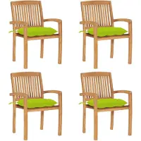 Syfax Stapelbare Gartenstühle mit Kissen 4 Stk. Massivholz Teak