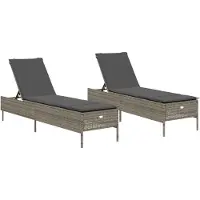 Syfax Sonnenliegen mit Auflagen 2 Stk. Grau Poly Rattan