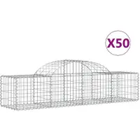 vidaXL Gabionen mit Hochbogen 50 Stk. 200x50x40/60 cm Verzinktes Eisen
