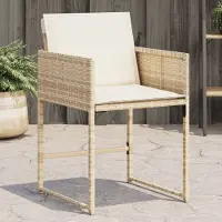 vidaXL "2026 Promotion" Gartenstühle mit Kissen 4 Stk. - Hohe Qualität - Beige Poly Rattan - Gartenstühle CC23206