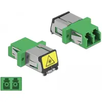 DeLOCK LWL Kupplung mit Laserschutzklappe LC Duplex Buchse zu LC Duplex Buchse Singlemode grün