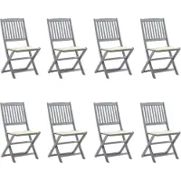 Syfax Klappbare Gartenstühle 8 Stk. mit Kissen Massivholz Akazie