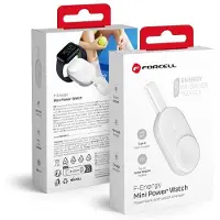 Forcell F-Energy Mini Power Watch, 1200 mAh, Kabelloses Aufladen, Silber, Weiß