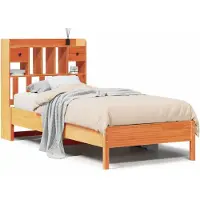 Syfax Massivholzbett mit Regal ohne Matratze Wachsbraun 100x200 cm