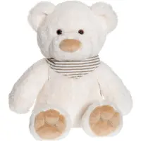 Teddykompaniet Cremefarbener Teddybär mit Schal, 35 cm, Füllung aus Recyclingmaterial