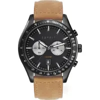 Esprit Herrenarmbanduhr „Ryan“ Chronograph Leder, Schwarz