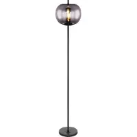 Globo Stehleuchte Metall schwarz, Glas, Fußtrittschalter im Kabel, ø: 300mm, H: 1600mm, Kabellänge 1800mm, exkl. 1x E27 60W 230V