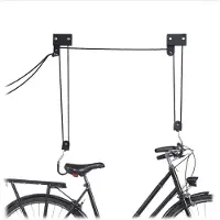 Relaxdays Fahrrad Deckenlift, 57 kg Traglast, mit Haken, universal, mit Seilbremse, Seilzug, Kajak, Fahrradlift, schwarz