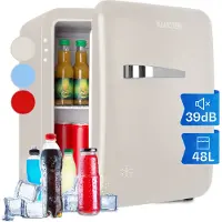 Klarstein Mini Kühlschrank für Zimmer, 48L Mini-Kühlschrank für Getränke & Kosmetik, Kleine Minibar, Kühlschrank Klein & Leise, Verstellbare Ablage, Kleiner Skincare Kühlschrank 0-10°C
