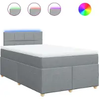 vidaXL Boxspringbett mit Matratze Hellgrau 120x200 cm Stoff